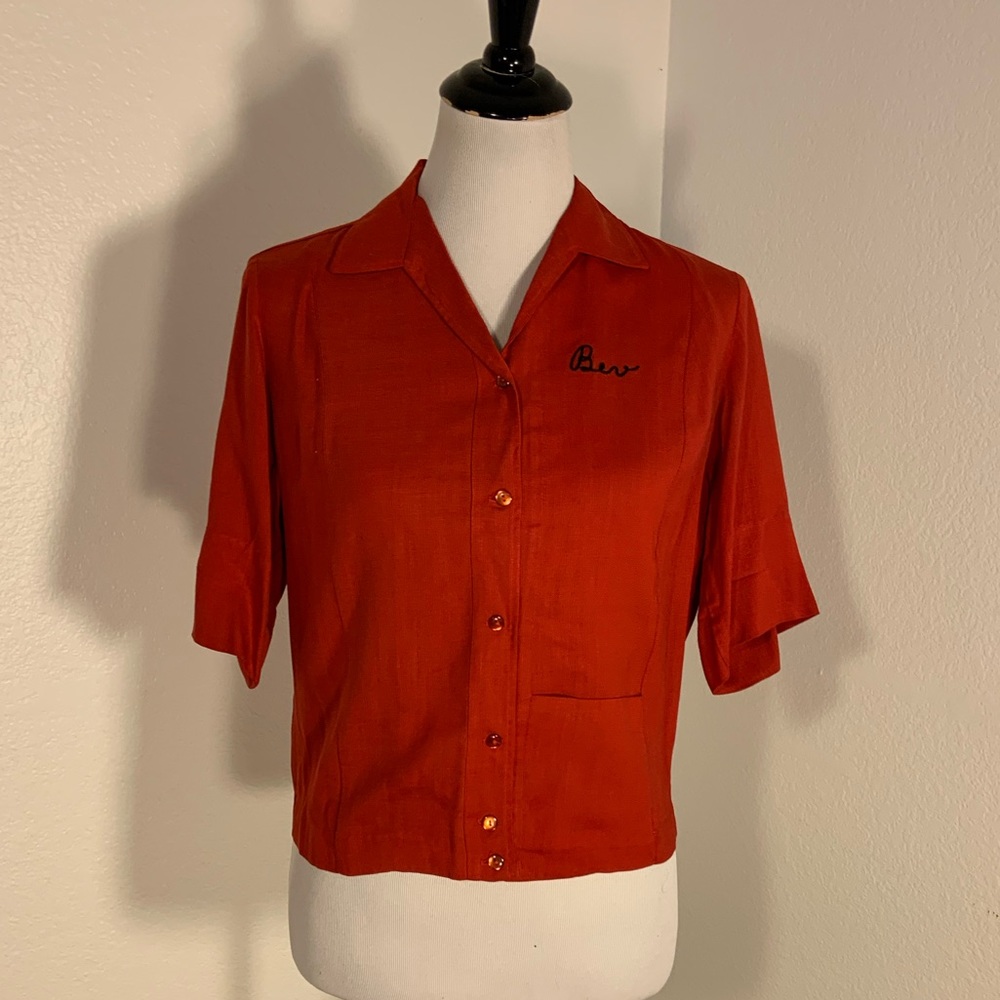 EUC Vintage Nat Nast Red Otto’s Bowling Trophy Co. Bowling Shirt - Size 34
